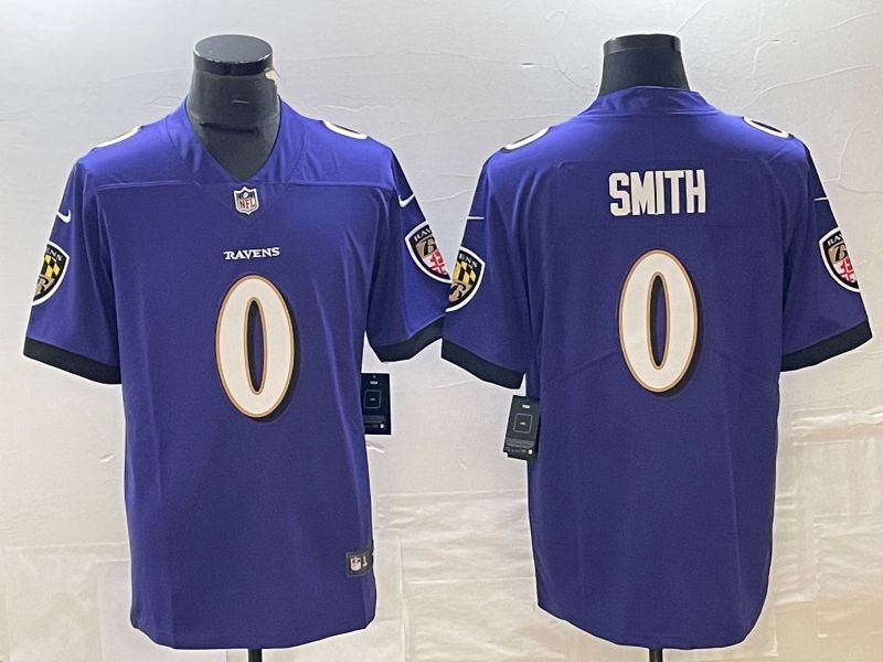 Men Baltimore Ravens 0 Smith Purple 2023 Nike Vapor Limited NFL Jersey